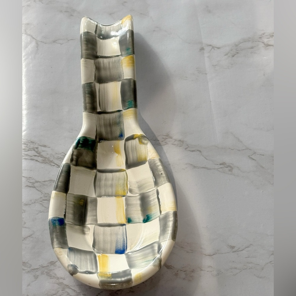 Checkered Ceramic Spoon Rest